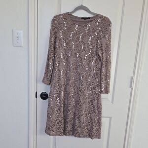 Elegant Taupe Sequin Dress